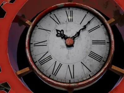 Steampunk Clock Low-poly 3D model