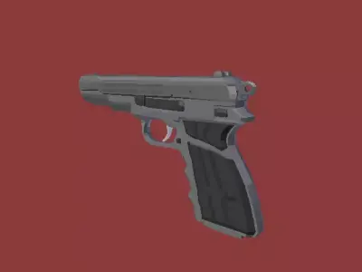 Browning Hi Power Mk III 9mm  Pistola Low Poly Low-poly 3D model