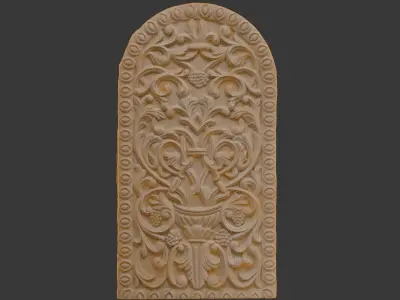 Decorative Stone Relief Panel Scan Low-poly 3D model
