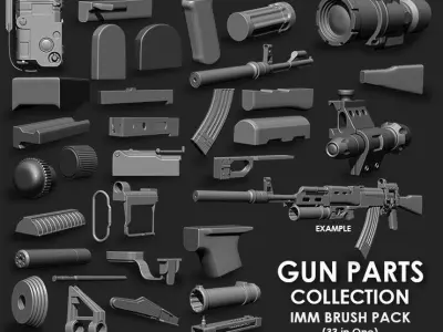 GUN PARTS MEGA PACK 4 IN ONE  91 BRUSHES 3D model