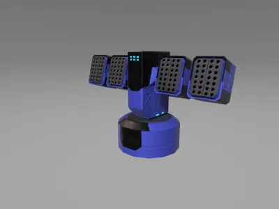 Sc fi Turret Blue Low-poly 3D model