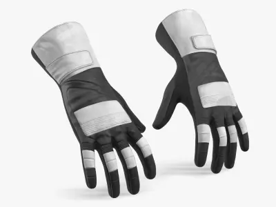  Professional Motorsport Gloves with Extended Cuff Black and White 
