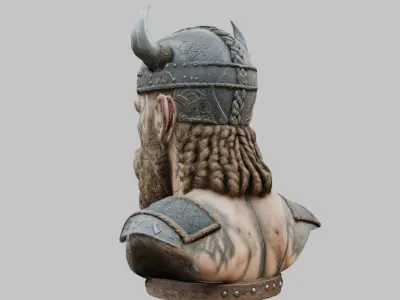 Viking Warrior Bust 3D Model - High-Quality Low-poly 3D model