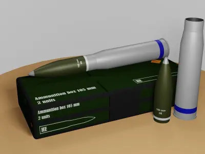  Ammunition HE 105mm Free 3D model