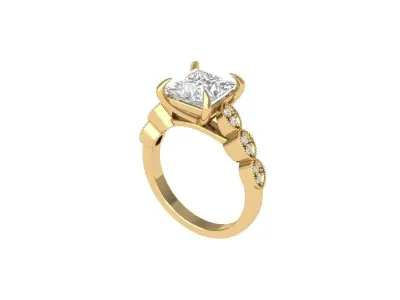 Princess Art Deco Ring 3D print model 7