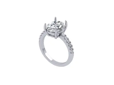 Oval Solitaire Ring 3D print model 2