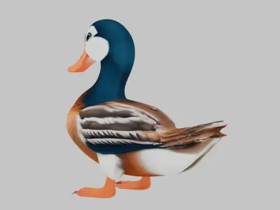 Detailed 3D Model of a Stylized Duck Low-poly 3D model