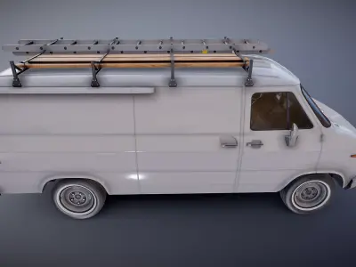 80s Utility van PBR Low-poly 3D model