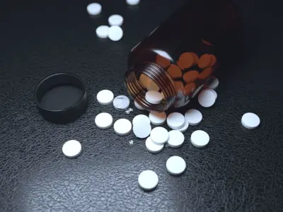 Pill and bottle Low-poly 3D model