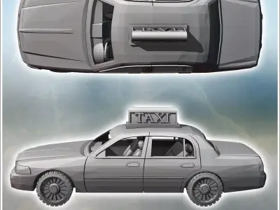 Ford Crown Victoria taxi 13 - Modern WW2 WW1 World War Diaroma W 3D print model