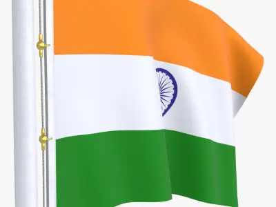India Flag Stand Pole Animated 3D model