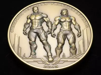 Cybernetic Guardians Sci-Fi Commemorative Coin for 3D Printing 3D print model