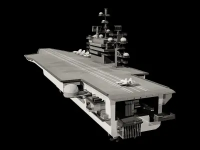 Navy Aircraft Ship Carrier and Fully Displayed Aircrafts Low-poly 3D model