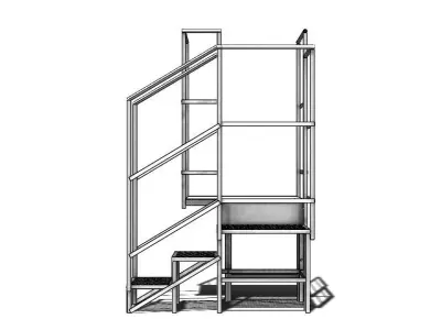 Stairs 3 Steps With Plataform - Escada 3 Degraus Com Plataforma 3D model