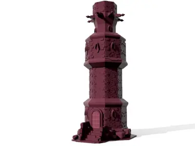printable fantasy tower graveyard set 6 piece 3D model
