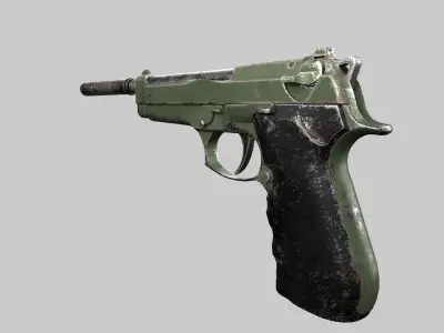 pistol Low-poly 3D model 4