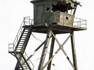 Ruined Frontier Military Watchtower 3D Model Low-poly 3D model