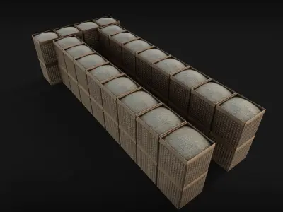 Sand Barricades military grade Low-poly 3D model