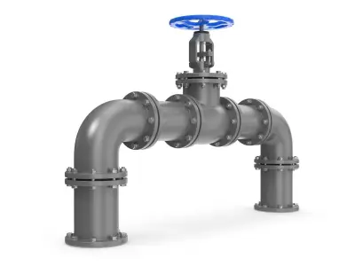 Gate Valve And Pipes Low-poly 3D model
