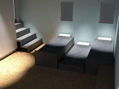 Yacht kitchen with stairs 3D model