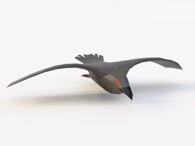 Raven low poly 3d model bird flying Free low-poly 3D model