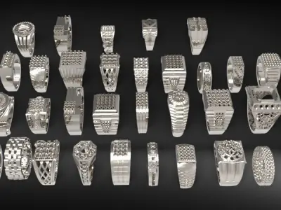 Lot of Various 100 Mens Rings Collection Bulk  3D print model