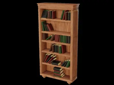Renaissance Book Case With Clay Pitchers Low-poly 3D model