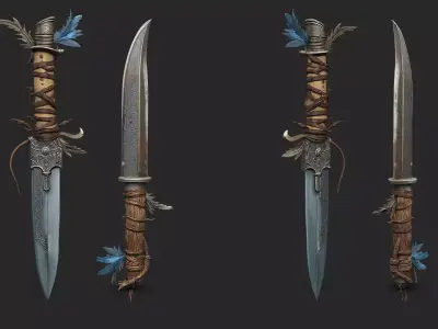 Native american ornamet dagger High Poly Resolution 3D model