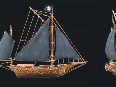 Old wooden ship 3D model