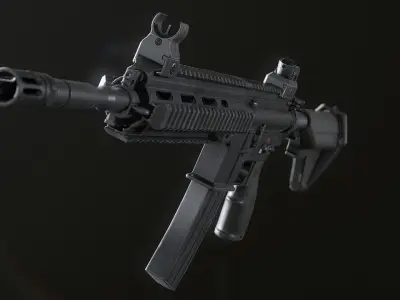 HK416D Assault Rifle Low-poly 3D model