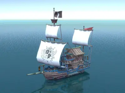 Stylized European Ships Low-poly 3D model