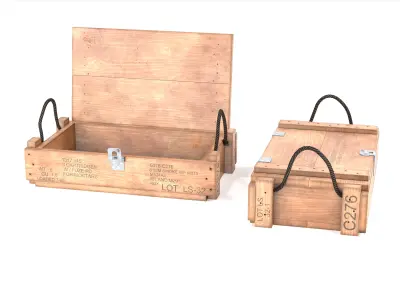 Wooden Ammo Box Low-poly 3D model purchase