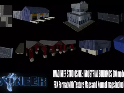 Industrial buildings pack Low-poly 3D model purchase