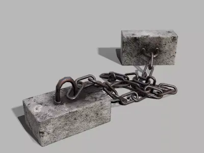 Concrete Debris - Chain Weight - PBR Low-poly 3D model