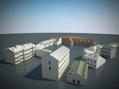 Old Town Buildings  Low-poly 3D model