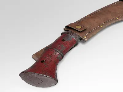 Kukri knife pbr realistic 3d model  Low-poly 3D model