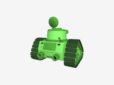 War Tank Cartoon A01 Green - Military Vehicle Low-poly 3D model