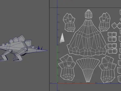 low Poly dino two dinosaurs Low-poly 3D model