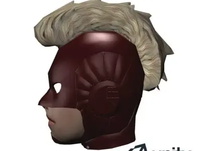 Captain Marvel Head Low-poly 3D model