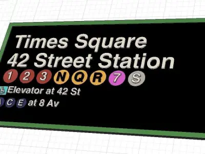 New York City Metro - Times Square Station sign 3D model