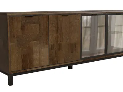 Dark Bronx Glass Lit Sideboard Low-poly 3D model