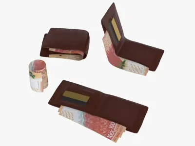 HongKong 1000 Dollar Wallet Money Purse 3D model