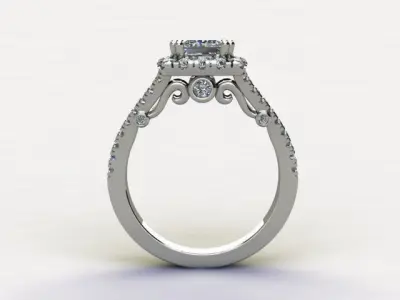 10093 diamond halo engagement ring 3D print model