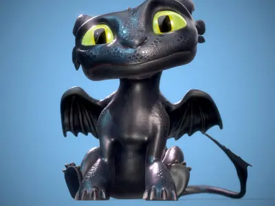 Baby Toothless Low-poly 3D model