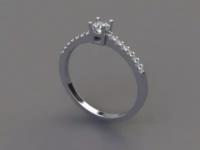 Thin Solitaire Dainty Engagement Ring Split Prong Shank 3D print model