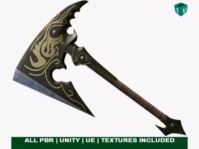 Battle Axe13 All PBR Unity UE Textures Included Low-poly 3D model
