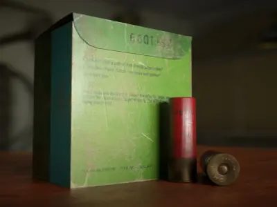 Shotgun shell gauge 12 and Remington shell box Low-poly 3D model