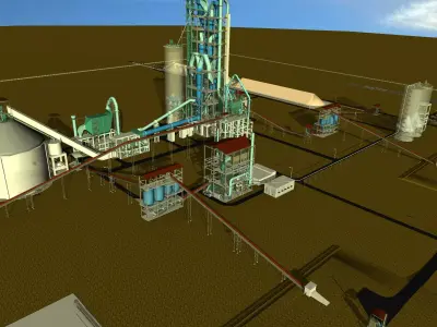 Cement Plant Layout Free 3D model