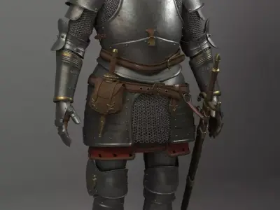 Knight in armor 3D model 5