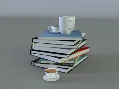 Book And Coffe Cup Free 3D model